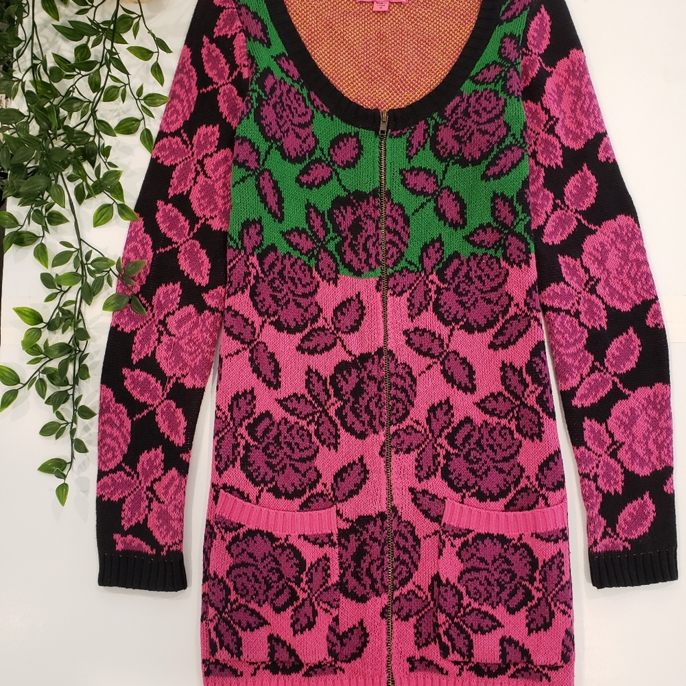 Betsey Johnson Rose Long Cardigan